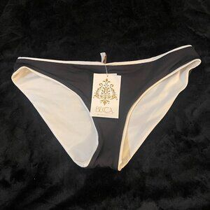 BECCA Bikini Bottoms Medium NWT Black White Ruched